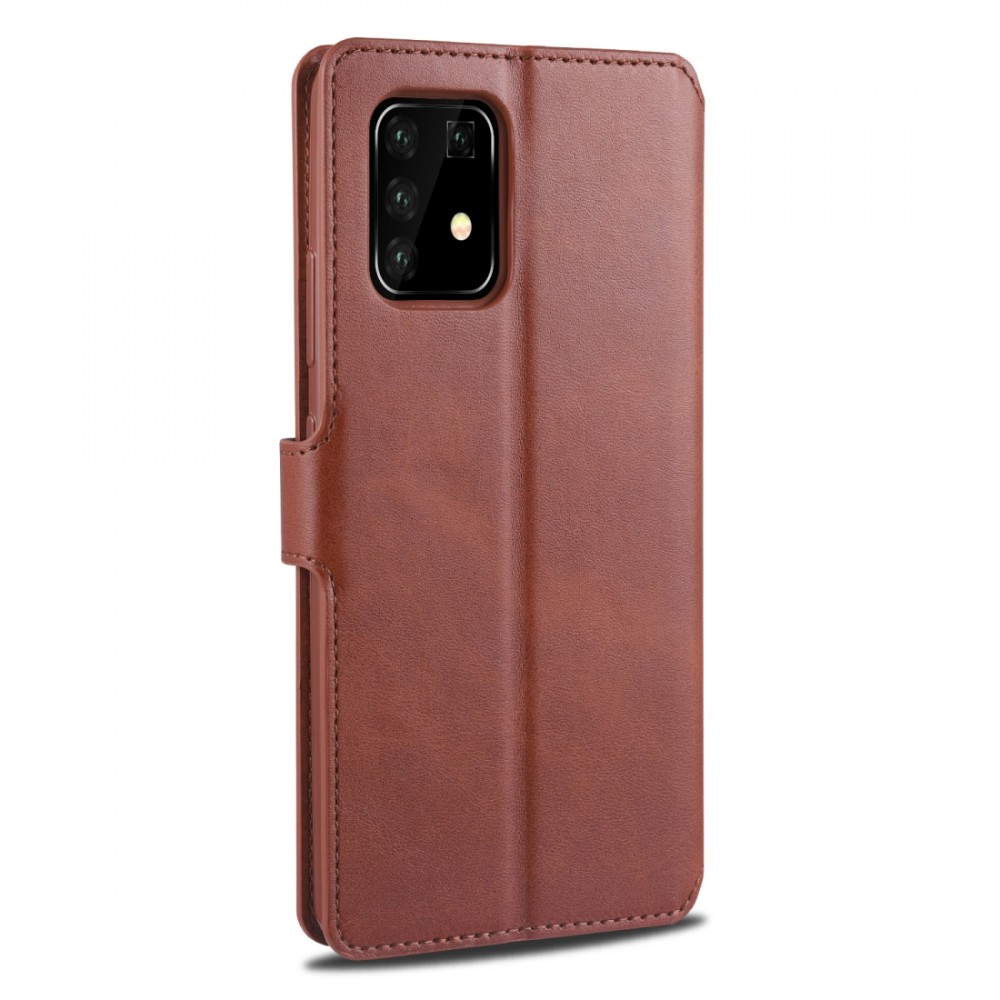 עבור Samsung Galaxy A91 כיסוי ארנק / ספר עשוי מעור בצבע חום עם חריצים לכרטיסי אשראי