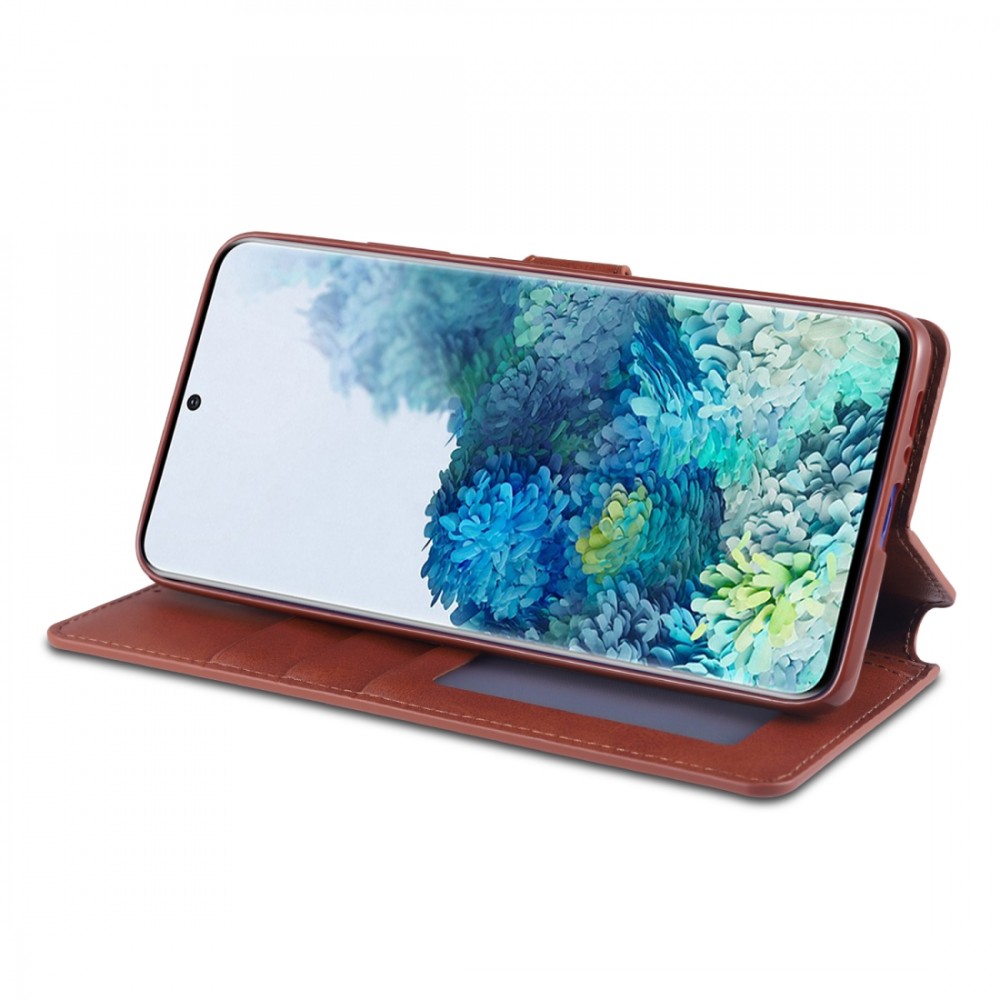 עבור Samsung Galaxy A91 כיסוי ארנק / ספר עשוי מעור בצבע חום עם חריצים לכרטיסי אשראי