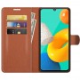 עבור Samsung Galaxy M32 כיסוי ארנק / ספר עשוי מעור בצבע חום עם חריצים לכרטיסי אשראי