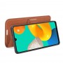 עבור Samsung Galaxy M32 כיסוי ארנק / ספר עשוי מעור בצבע חום עם חריצים לכרטיסי אשראי