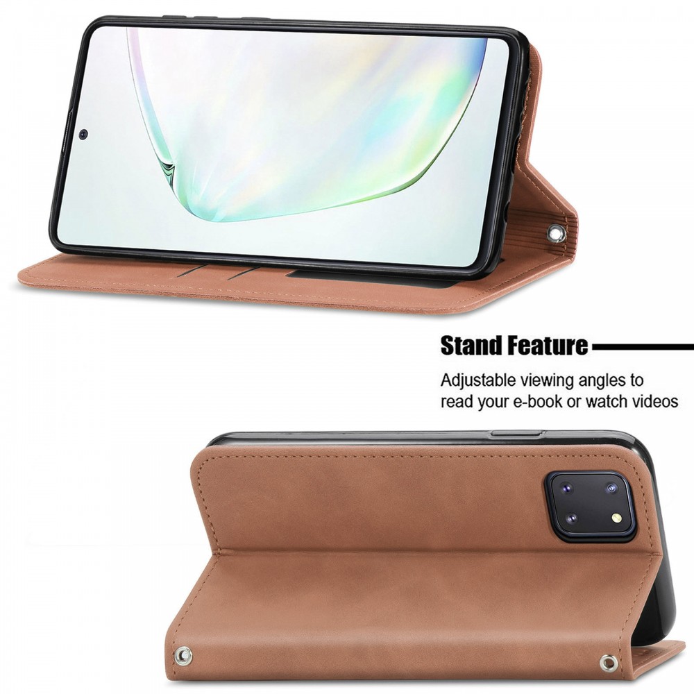 עבור Samsung Galaxy Note10 Lite כיסוי ארנק / ספר עשוי מעור בצבע חום עם חריצים לכרטיסי אשראי