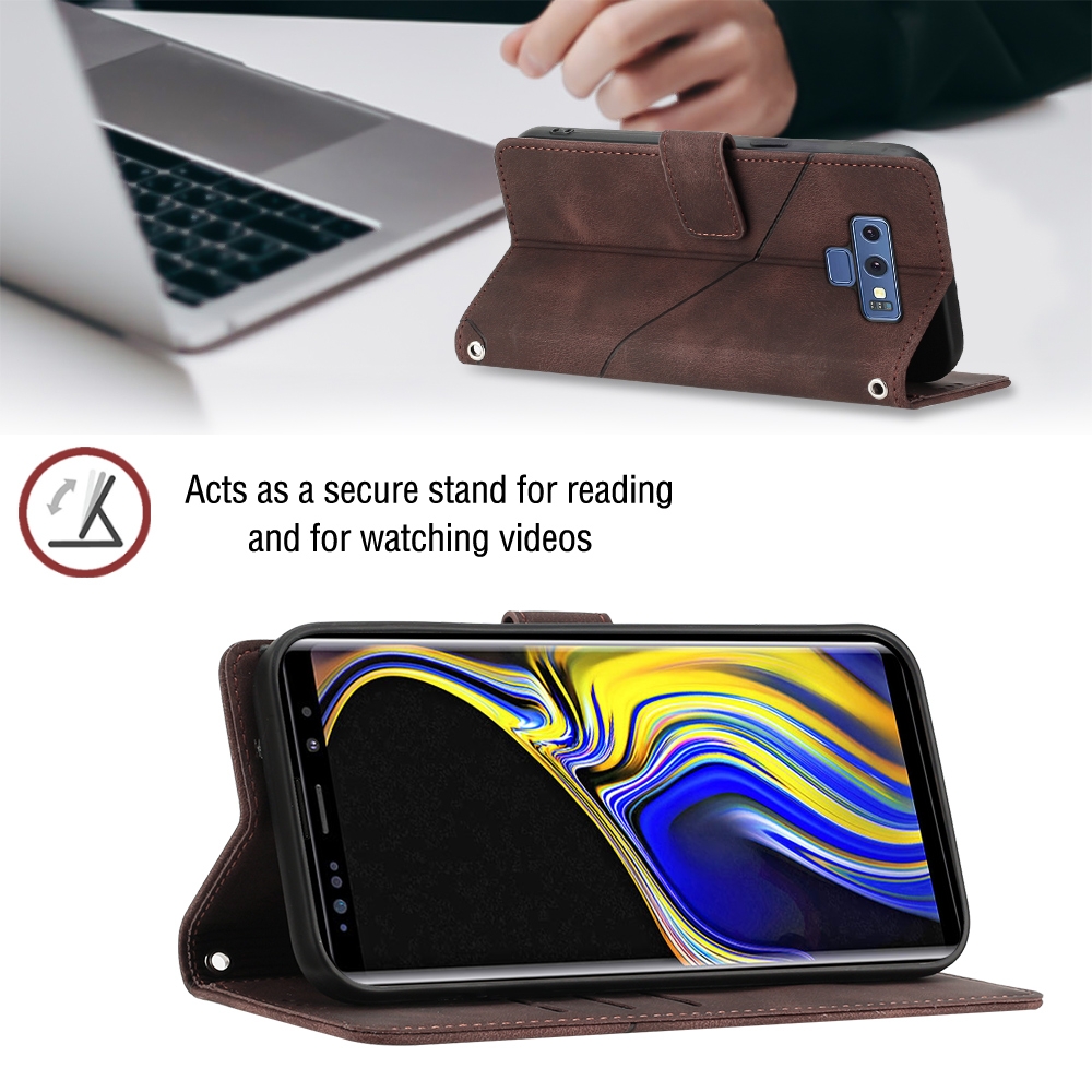 עבור Samsung Galaxy Note9 כיסוי ארנק / ספר עשוי מעור בצבע חום עם חריצים לכרטיסי אשראי