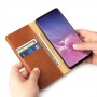 עבור Samsung Galaxy S10 כיסוי ארנק / ספר עשוי מעור בצבע חום עם חריצים לכרטיסי אשראי