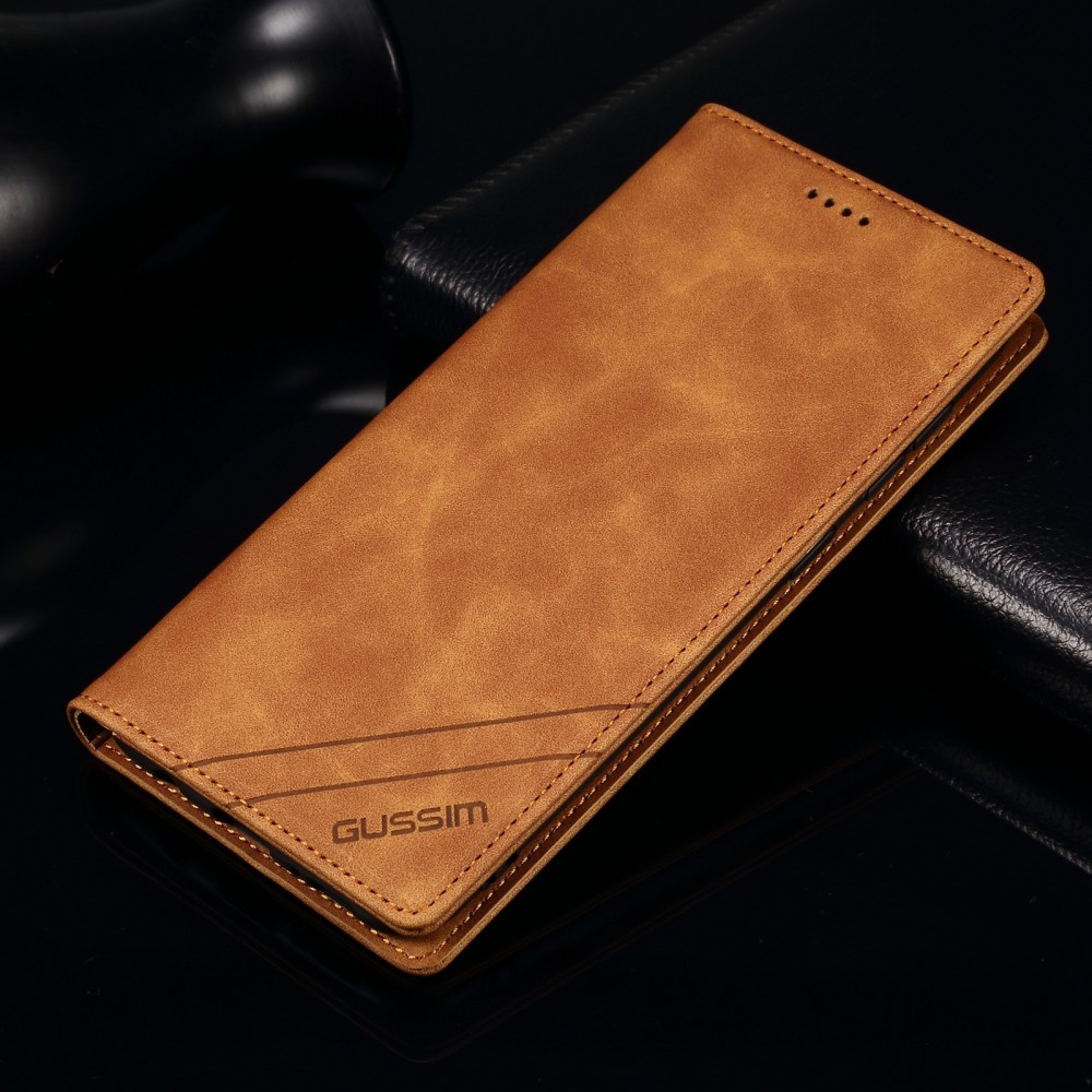 עבור Samsung Galaxy S10+ כיסוי ארנק / ספר עשוי מעור בצבע חום עם חריצים לכרטיסי אשראי