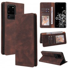 עבור Samsung Galaxy S20 Ultra כיסוי ארנק / ספר עשוי מעור בצבע חום עם חריצים לכרטיסי אשראי