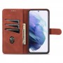 עבור Samsung Galaxy S21 FE 5G כיסוי ארנק / ספר עשוי מעור בצבע חום עם חריצים לכרטיסי אשראי