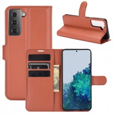 עבור Samsung Galaxy S21+ 5G כיסוי ארנק / ספר עשוי מעור בצבע חום עם חריצים לכרטיסי אשראי