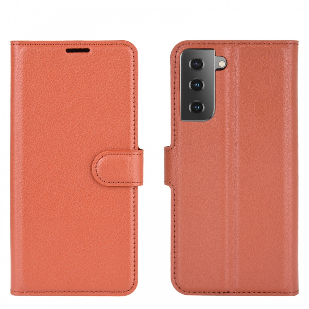 עבור Samsung Galaxy S21+ 5G כיסוי ארנק / ספר עשוי מעור בצבע חום עם חריצים לכרטיסי אשראי