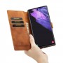 עבור Samsung Galaxy S22 Ultra 5G כיסוי ארנק / ספר עשוי מעור בצבע חום עם חריצים לכרטיסי אשראי