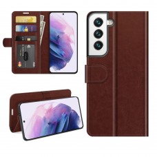 עבור Samsung Galaxy S22+ 5G כיסוי ארנק / ספר עשוי מעור בצבע חום עם חריצים לכרטיסי אשראי