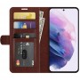 עבור Samsung Galaxy S22+ 5G כיסוי ארנק / ספר עשוי מעור בצבע חום עם חריצים לכרטיסי אשראי