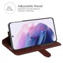 עבור Samsung Galaxy S22+ 5G כיסוי ארנק / ספר עשוי מעור בצבע חום עם חריצים לכרטיסי אשראי