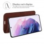 עבור Samsung Galaxy S22+ 5G כיסוי ארנק / ספר עשוי מעור בצבע חום עם חריצים לכרטיסי אשראי