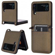 עבור Samsung Galaxy Z Flip3 5G כיסוי ארנק / ספר עשוי מעור בצבע חום עם חריצים לכרטיסי אשראי