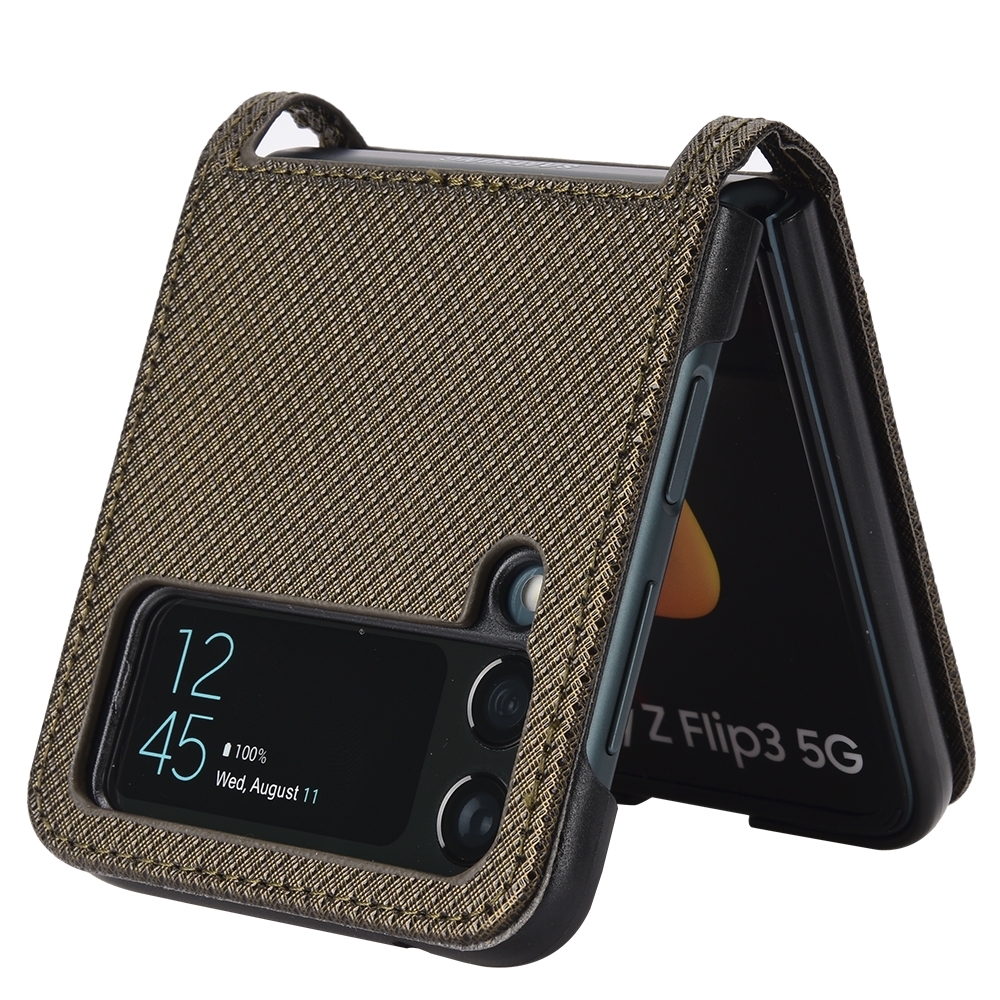 עבור Samsung Galaxy Z Flip3 5G כיסוי ארנק / ספר עשוי מעור בצבע חום עם חריצים לכרטיסי אשראי