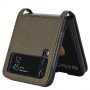 עבור Samsung Galaxy Z Flip3 5G כיסוי ארנק / ספר עשוי מעור בצבע חום עם חריצים לכרטיסי אשראי