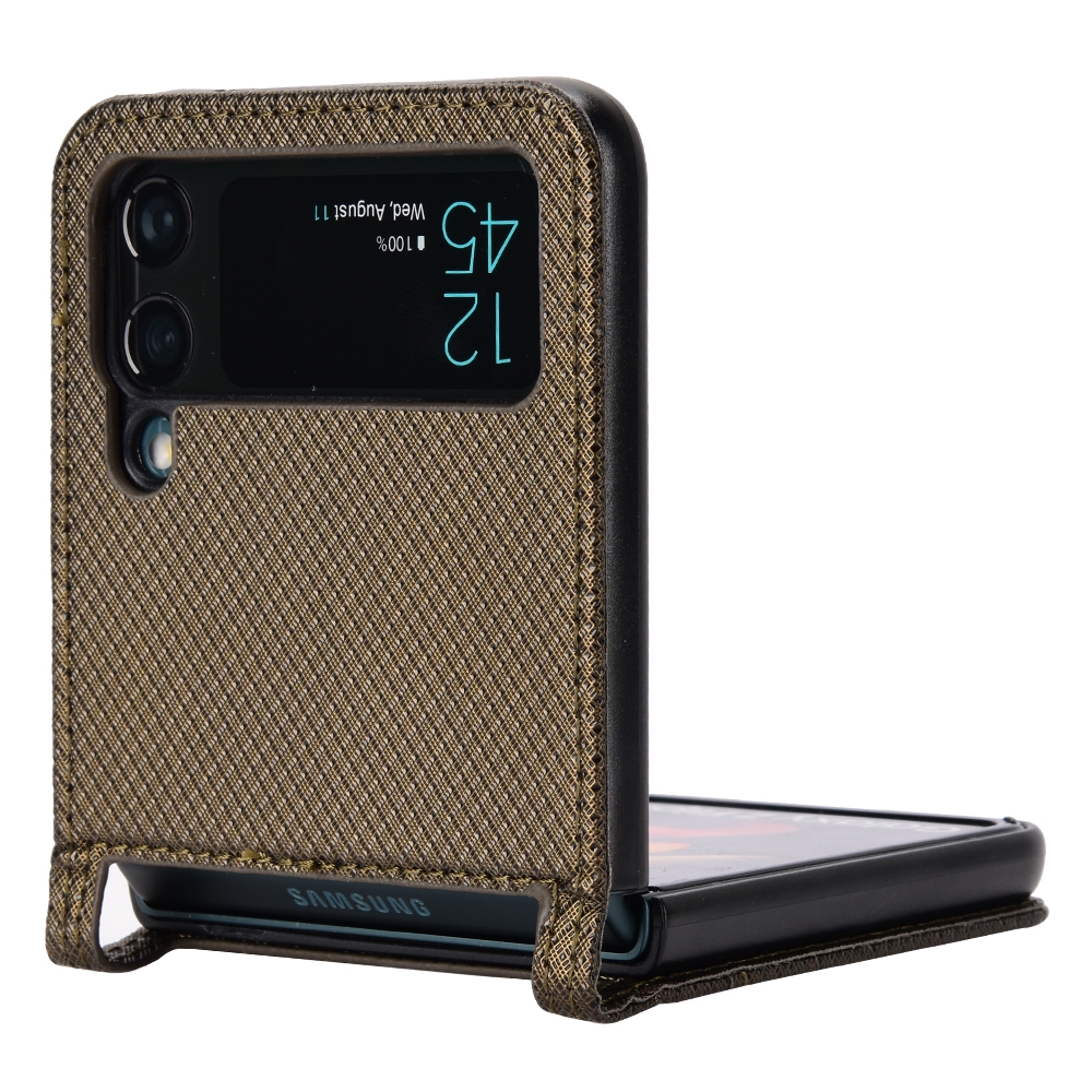 עבור Samsung Galaxy Z Flip3 5G כיסוי ארנק / ספר עשוי מעור בצבע חום עם חריצים לכרטיסי אשראי