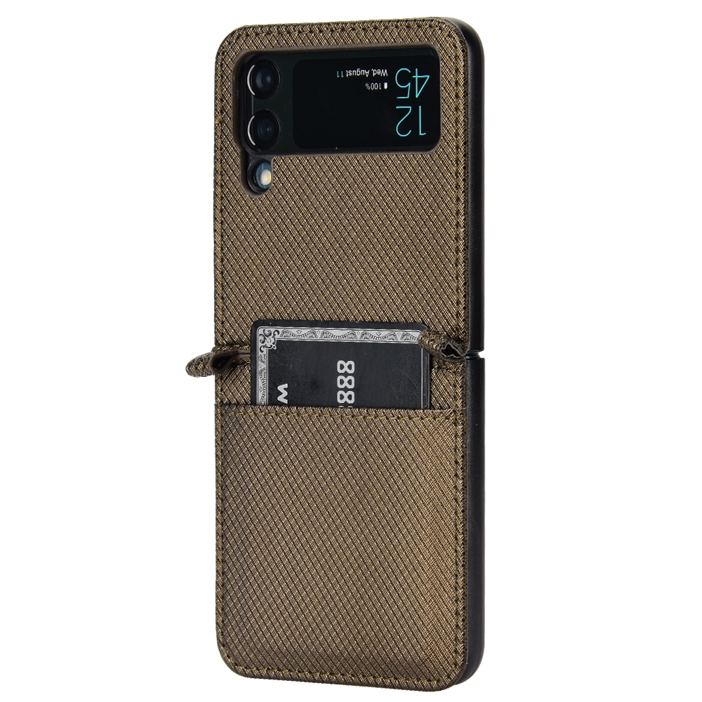 עבור Samsung Galaxy Z Flip3 5G כיסוי ארנק / ספר עשוי מעור בצבע חום עם חריצים לכרטיסי אשראי
