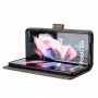 עבור Samsung Galaxy Z Fold3 5G כיסוי ארנק / ספר עשוי מעור בצבע חום עם חריצים לכרטיסי אשראי