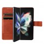 עבור Samsung Galaxy Z Fold4 כיסוי ארנק / ספר עשוי מעור בצבע חום עם חריצים לכרטיסי אשראי