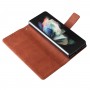 עבור Samsung Galaxy Z Fold4 כיסוי ארנק / ספר עשוי מעור בצבע חום עם חריצים לכרטיסי אשראי