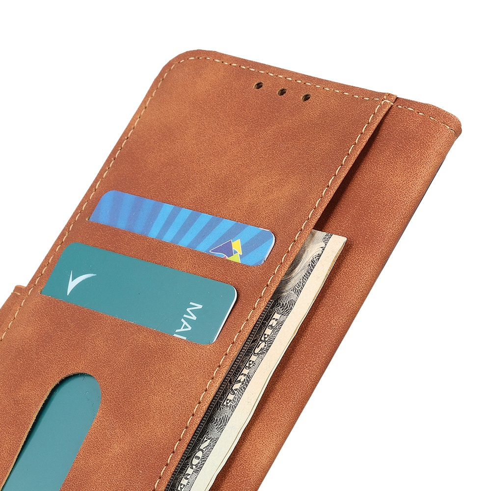 עבור Vivo V25 כיסוי ארנק / ספר עשוי מעור בצבע חום עם חריצים לכרטיסי אשראי