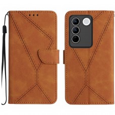 עבור Vivo V27 Pro כיסוי ארנק / ספר עשוי מעור בצבע חום עם חריצים לכרטיסי אשראי