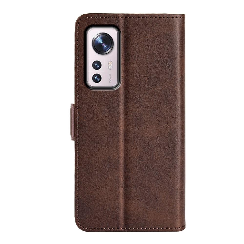 עבור Xiaomi 12 כיסוי ארנק / ספר עשוי מעור בצבע חום עם חריצים לכרטיסי אשראי
