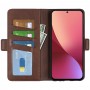 עבור Xiaomi 12 כיסוי ארנק / ספר עשוי מעור בצבע חום עם חריצים לכרטיסי אשראי