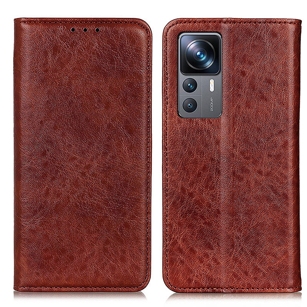 עבור Xiaomi 12T כיסוי ארנק / ספר עשוי מעור בצבע חום עם חריצים לכרטיסי אשראי