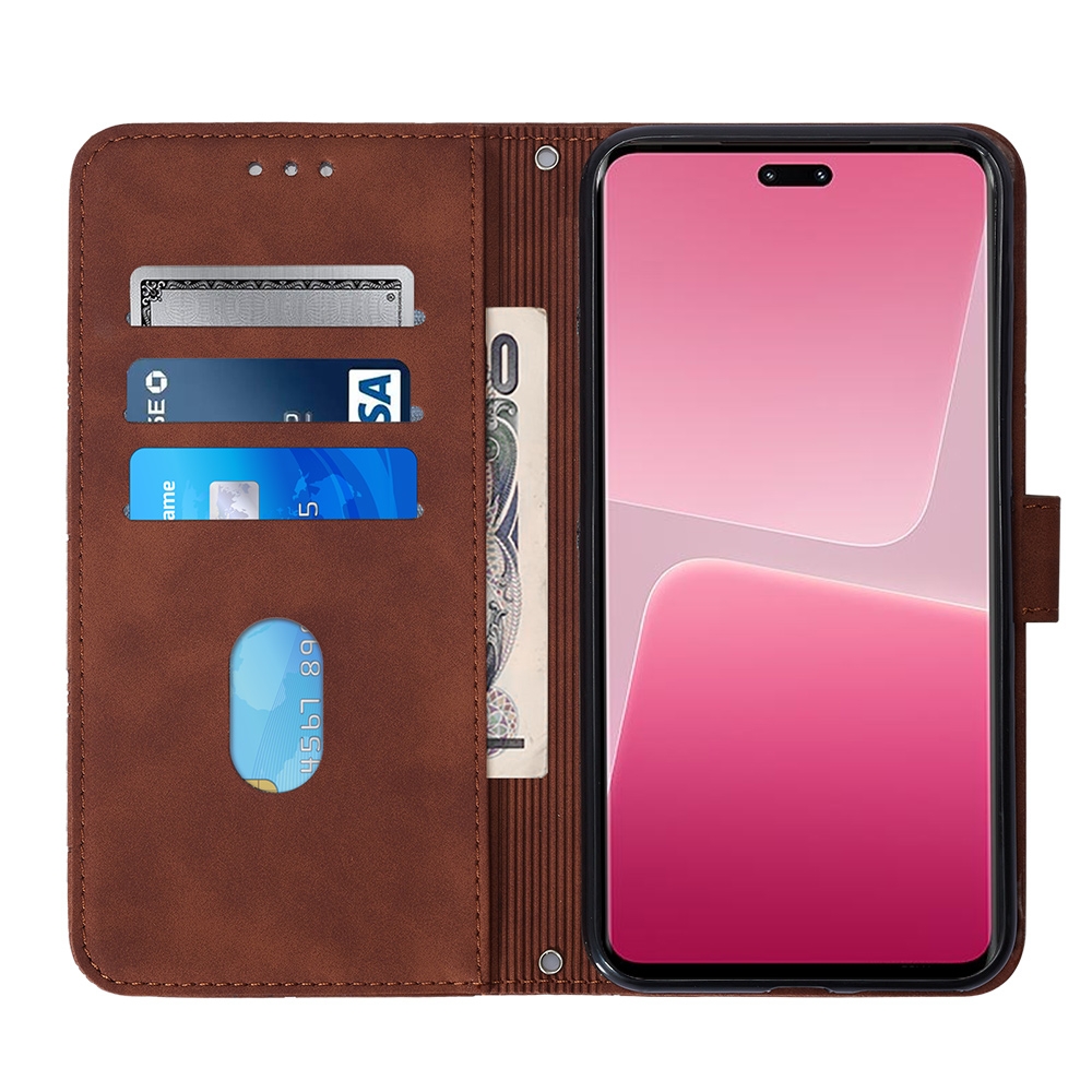עבור Xiaomi 13 Lite כיסוי ארנק / ספר עשוי מעור בצבע חום עם חריצים לכרטיסי אשראי