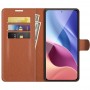 עבור Xiaomi Poco F3 כיסוי ארנק / ספר עשוי מעור בצבע חום עם חריצים לכרטיסי אשראי