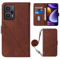 עבור Xiaomi Poco F5 כיסוי ארנק / ספר עשוי מעור בצבע חום עם חריצים לכרטיסי אשראי