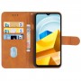 עבור Xiaomi Poco M5 כיסוי ארנק / ספר עשוי מעור בצבע חום עם חריצים לכרטיסי אשראי