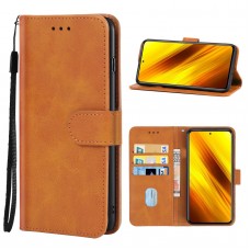 עבור Xiaomi Poco X3 NFC כיסוי ארנק / ספר עשוי מעור בצבע חום עם חריצים לכרטיסי אשראי