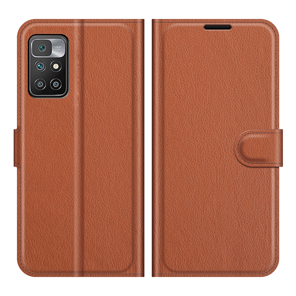 עבור Xiaomi Redmi 10 כיסוי ארנק / ספר עשוי מעור בצבע חום עם חריצים לכרטיסי אשראי