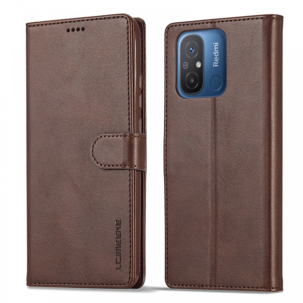 עבור Xiaomi Redmi 12C כיסוי ארנק / ספר עשוי מעור בצבע חום עם חריצים לכרטיסי אשראי
