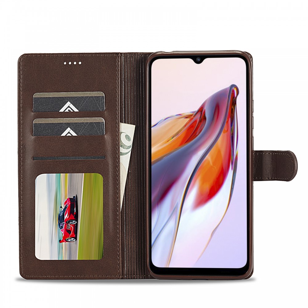 עבור Xiaomi Redmi 12C כיסוי ארנק / ספר עשוי מעור בצבע חום עם חריצים לכרטיסי אשראי