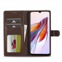 עבור Xiaomi Redmi 12C כיסוי ארנק / ספר עשוי מעור בצבע חום עם חריצים לכרטיסי אשראי