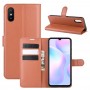 עבור Xiaomi Redmi 9A כיסוי ארנק / ספר עשוי מעור בצבע חום עם חריצים לכרטיסי אשראי