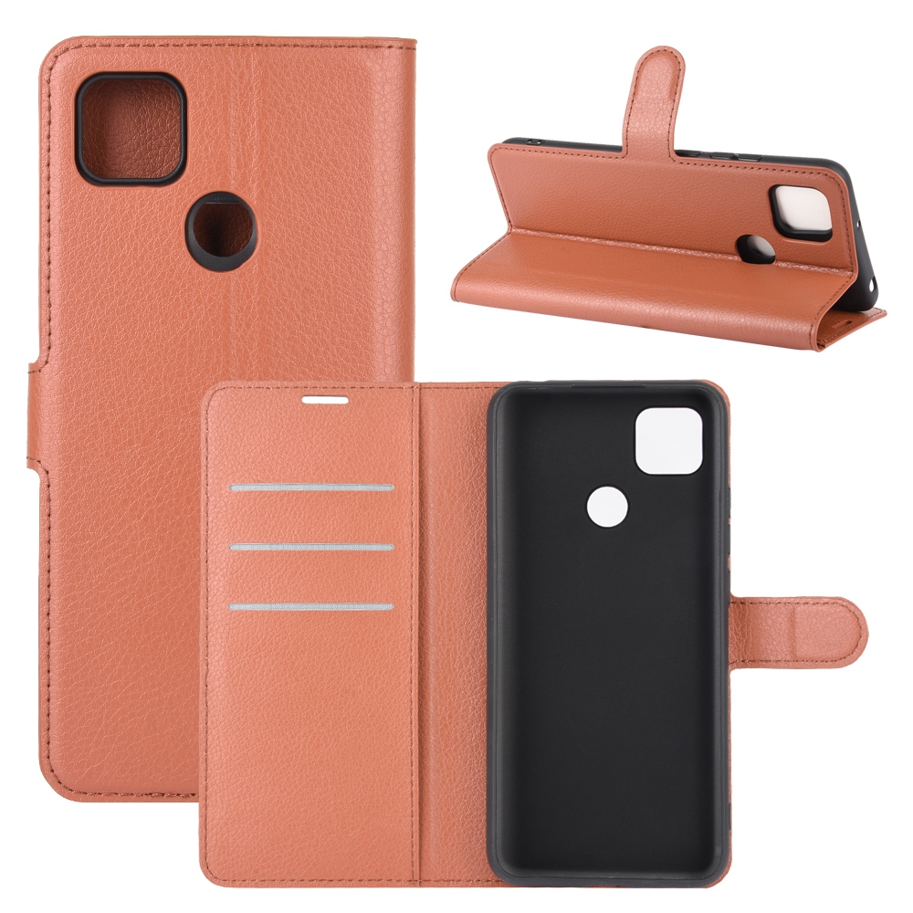 עבור Xiaomi Redmi 9C כיסוי ארנק / ספר עשוי מעור בצבע חום עם חריצים לכרטיסי אשראי