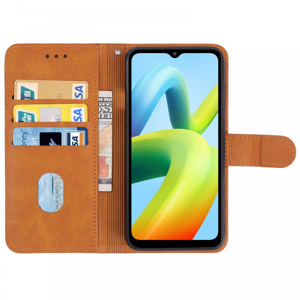 עבור Xiaomi Redmi A1+ כיסוי ארנק / ספר עשוי מעור בצבע חום עם חריצים לכרטיסי אשראי