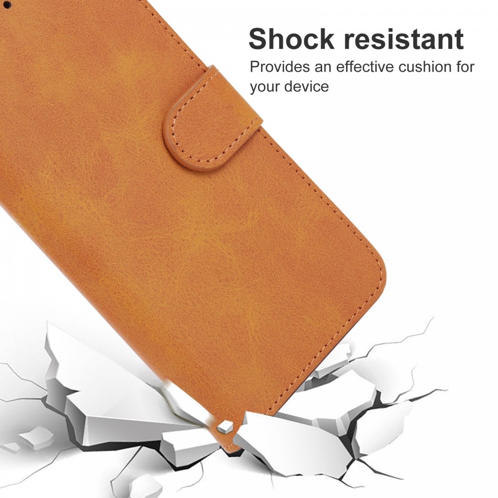 עבור Xiaomi Redmi A1+ כיסוי ארנק / ספר עשוי מעור בצבע חום עם חריצים לכרטיסי אשראי