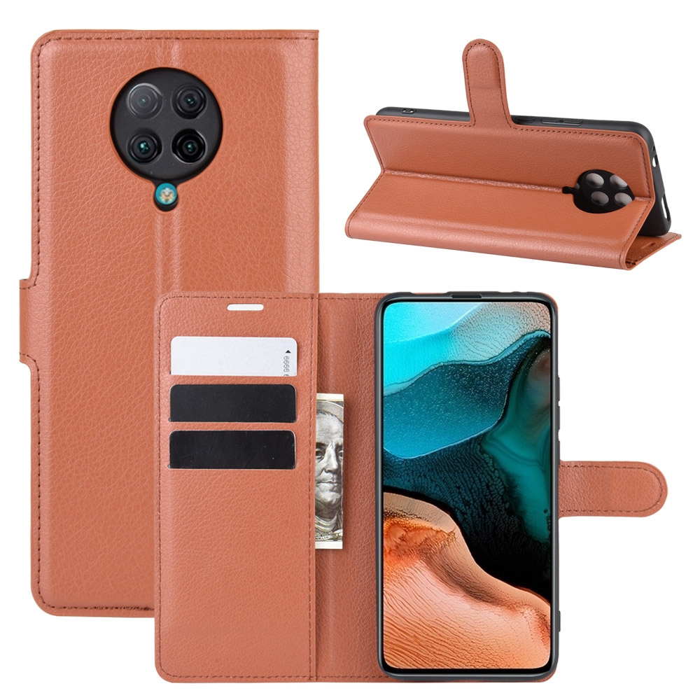 עבור Xiaomi Redmi K30 Pro כיסוי ארנק / ספר עשוי מעור בצבע חום עם חריצים לכרטיסי אשראי