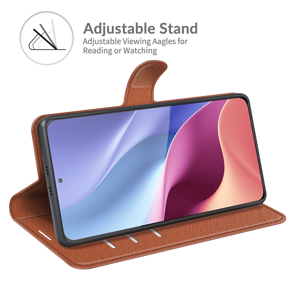 עבור Xiaomi Redmi K40 כיסוי ארנק / ספר עשוי מעור בצבע חום עם חריצים לכרטיסי אשראי