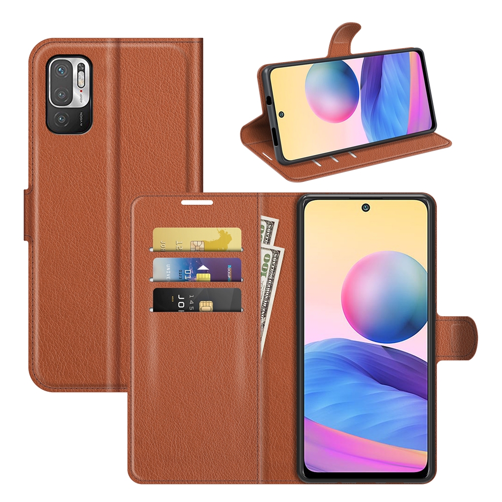 עבור Xiaomi Redmi Note 10 5G כיסוי ארנק / ספר עשוי מעור בצבע חום עם חריצים לכרטיסי אשראי