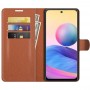 עבור Xiaomi Redmi Note 10 5G כיסוי ארנק / ספר עשוי מעור בצבע חום עם חריצים לכרטיסי אשראי