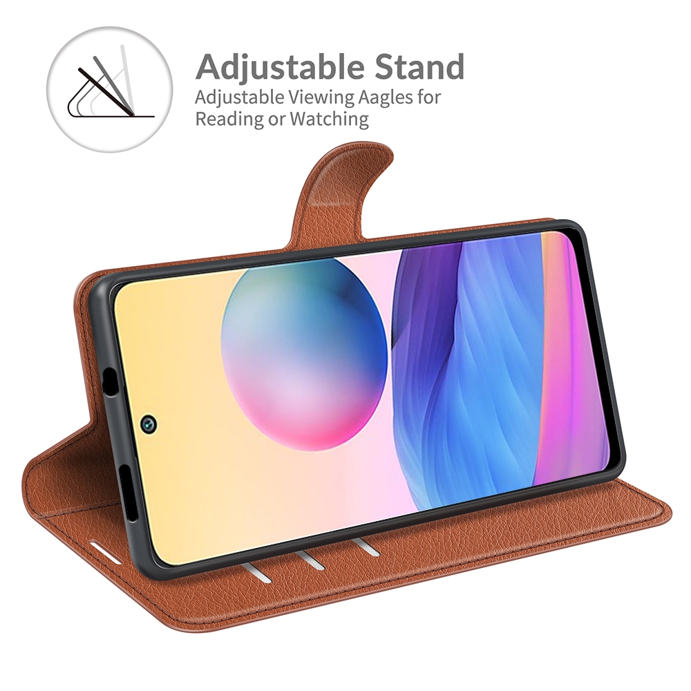 עבור Xiaomi Redmi Note 10 5G כיסוי ארנק / ספר עשוי מעור בצבע חום עם חריצים לכרטיסי אשראי