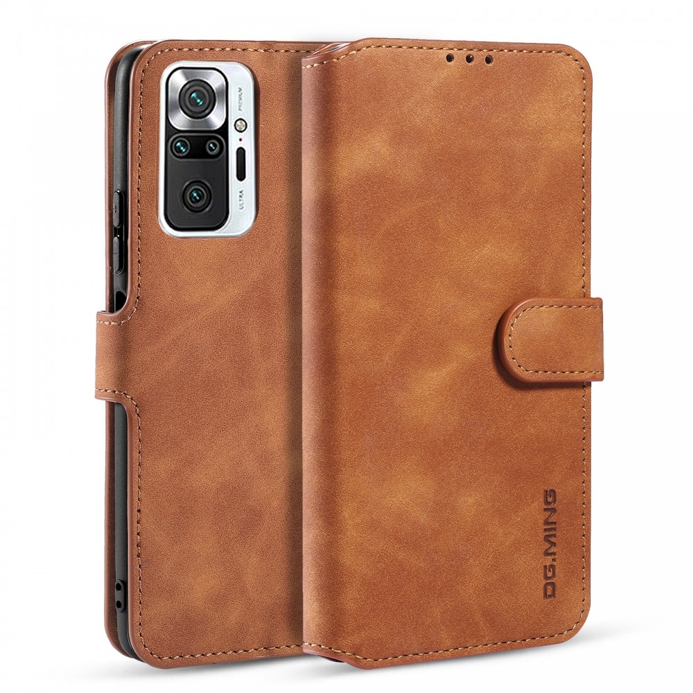 עבור Xiaomi Redmi Note 10 Pro כיסוי ארנק / ספר עשוי מעור בצבע חום עם חריצים לכרטיסי אשראי