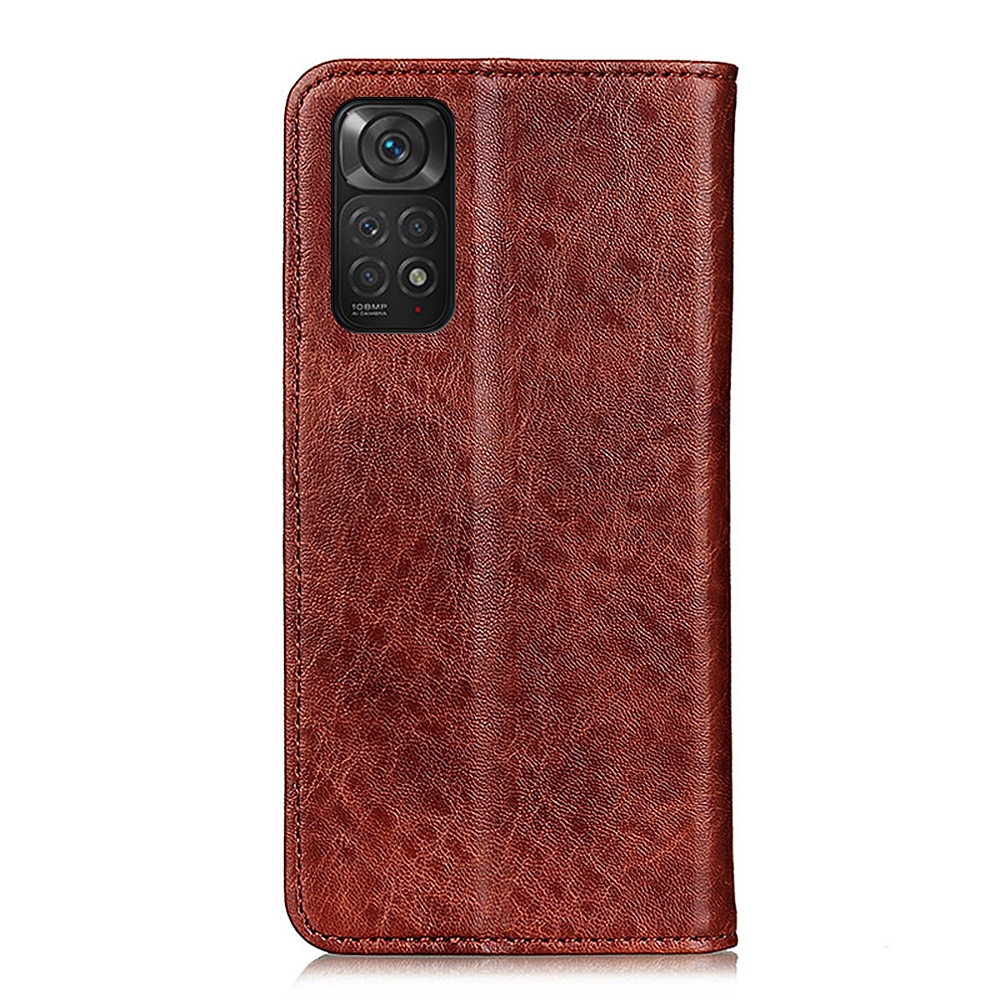 עבור Xiaomi Redmi Note 11 4G כיסוי ארנק / ספר עשוי מעור בצבע חום עם חריצים לכרטיסי אשראי